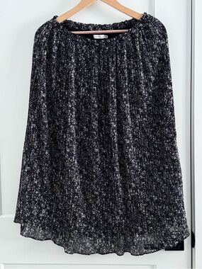 Loft Black and White mini flowers Midi Skirt